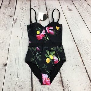 Ted Baker floral 1-piece swimsuit underwire 32 a/b